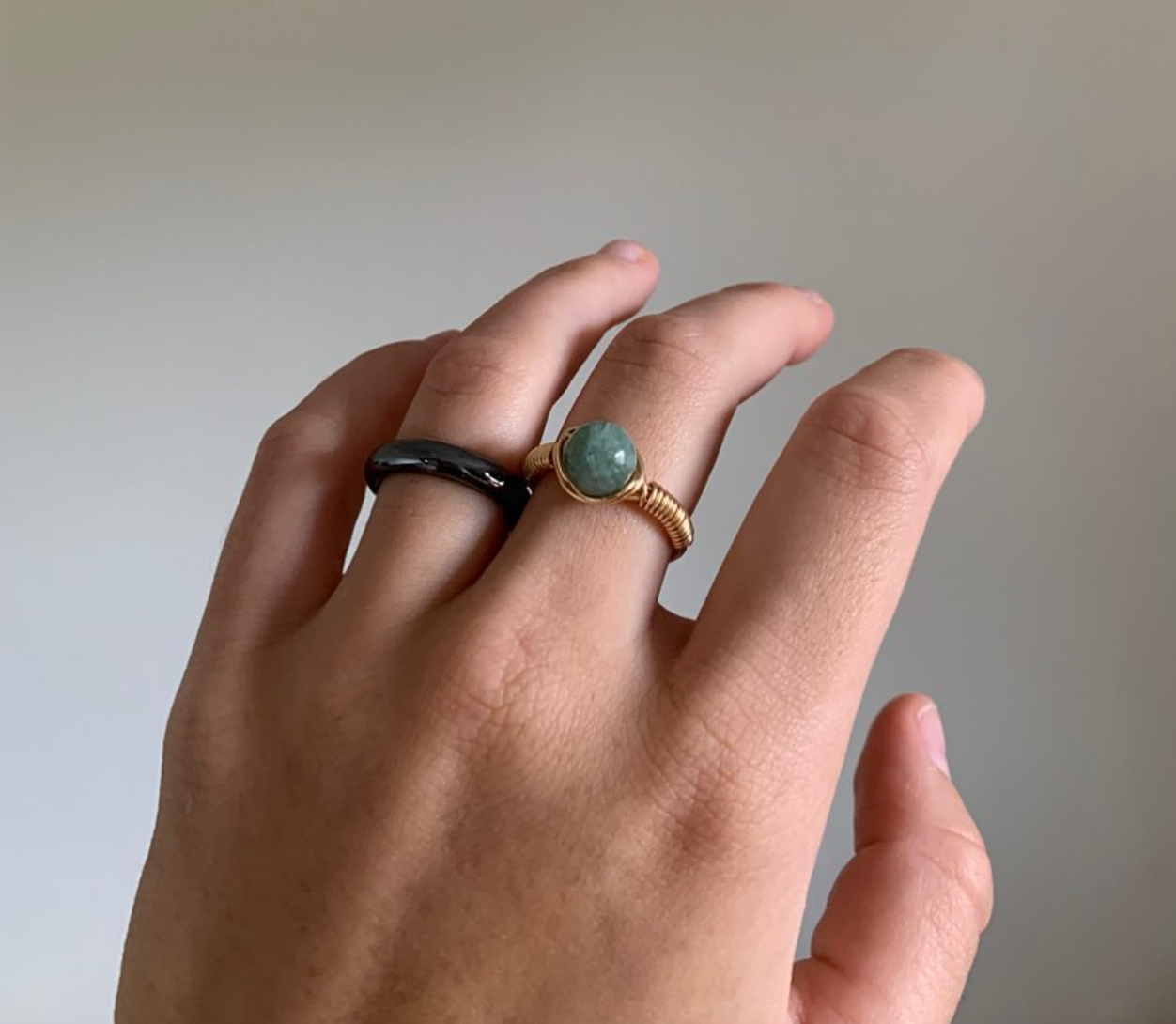 Wire Wrapped Jade Ring