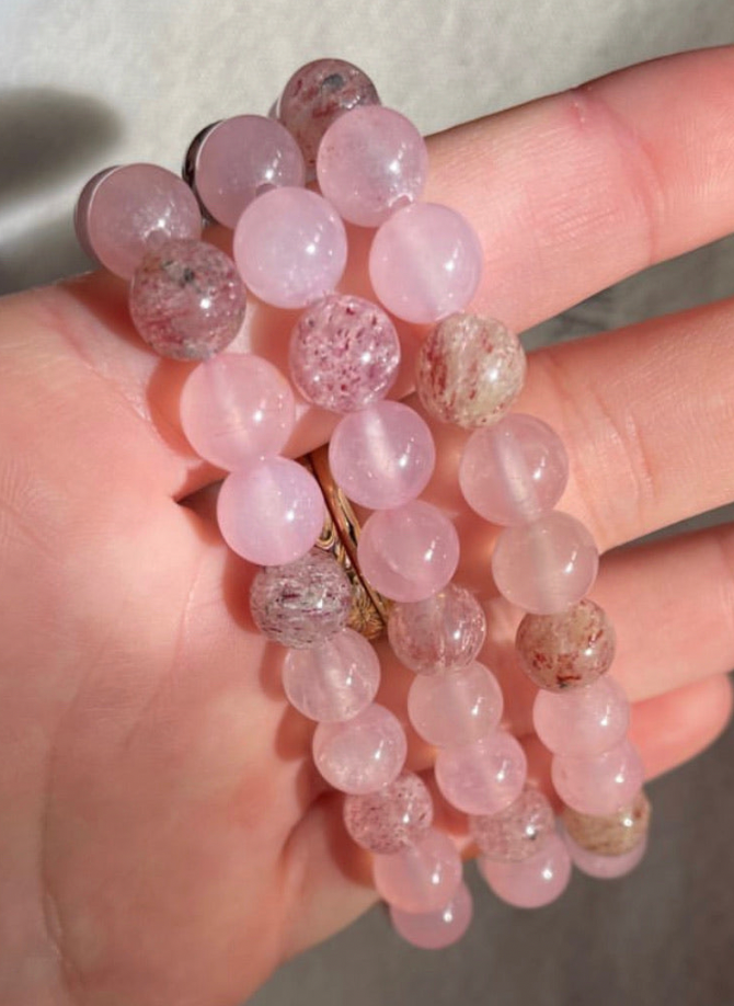 Strawberry Rose Quartz Bracelets