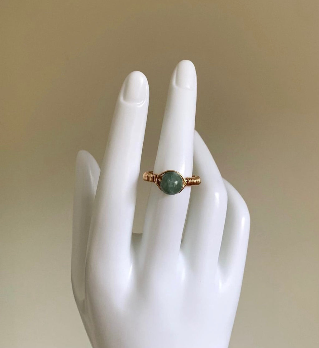 Wire Wrapped Jade Ring