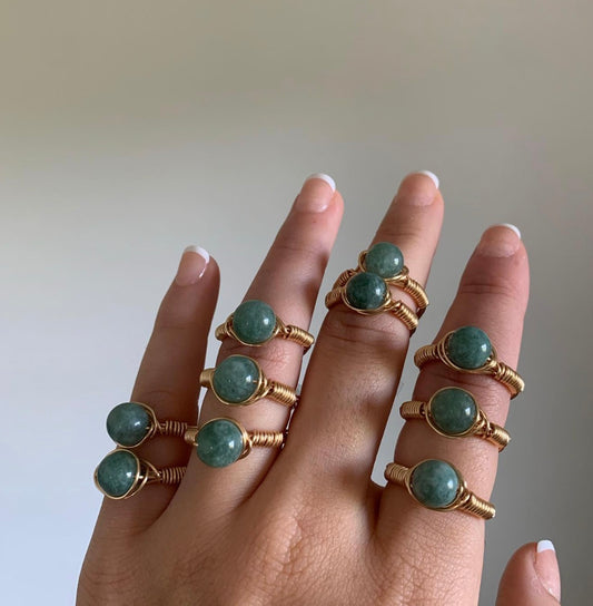 Wire Wrapped Jade Ring